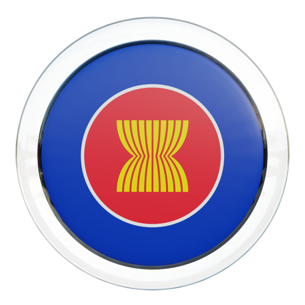 Association of Southeast Asian Nations 3d textured glossy circle flag png