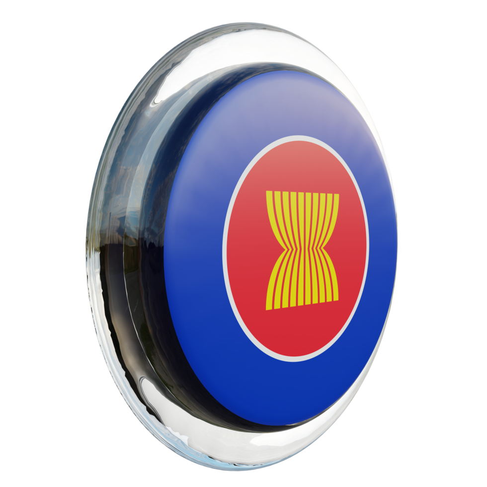 Association of Southeast Asian Nations Left View 3d textured glossy circle flag png