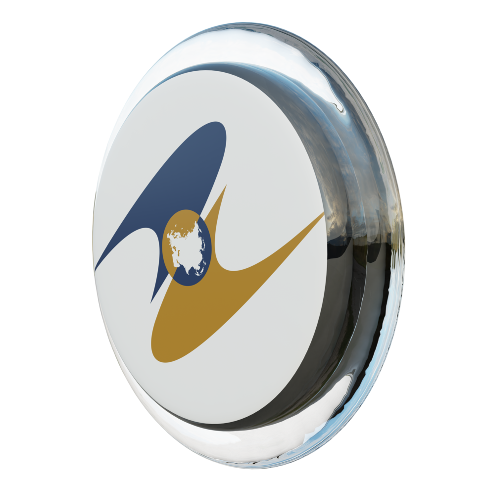 Eurasian Economic Union Right View 3d textured glossy circle flag png