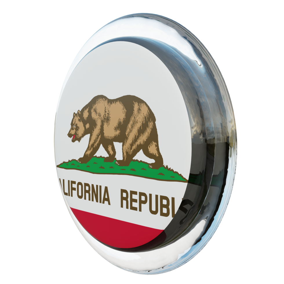 California Right View 3d textured glossy circle flag png