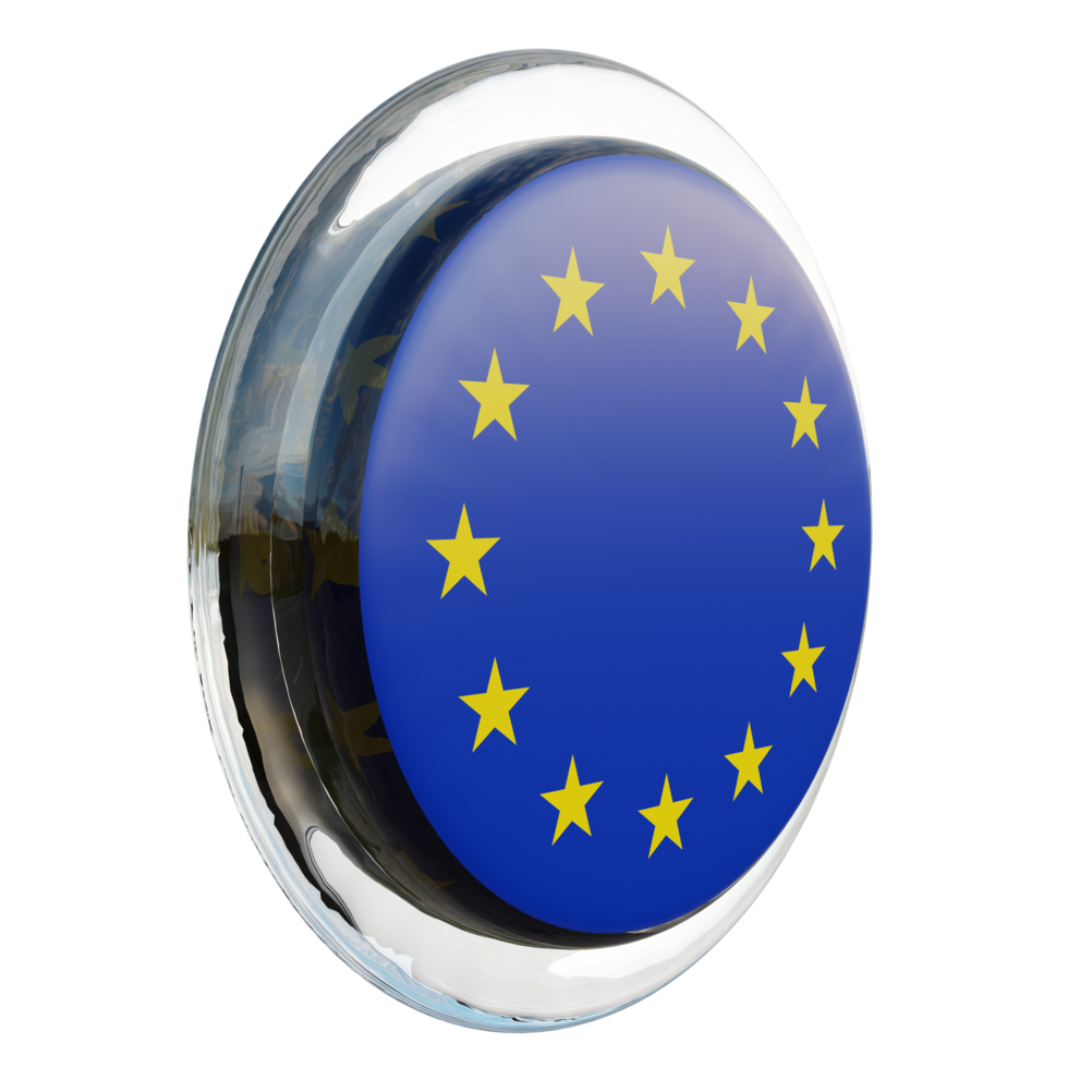 union européenne vue de gauche drapeau de cercle brillant texturé 3d png