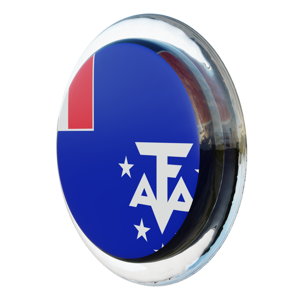 French Southern and Antarctic Lands Right View 3d textured glossy circle flag png