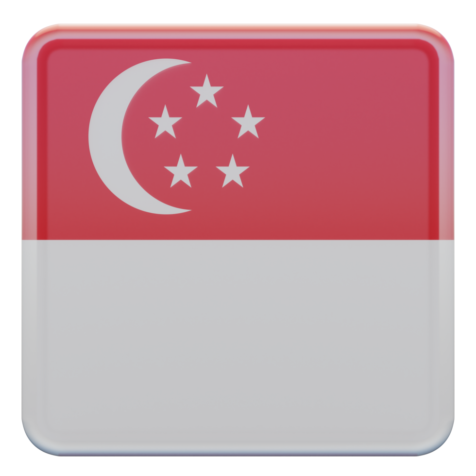singapore 3d texturerad glansig fyrkant flagga png