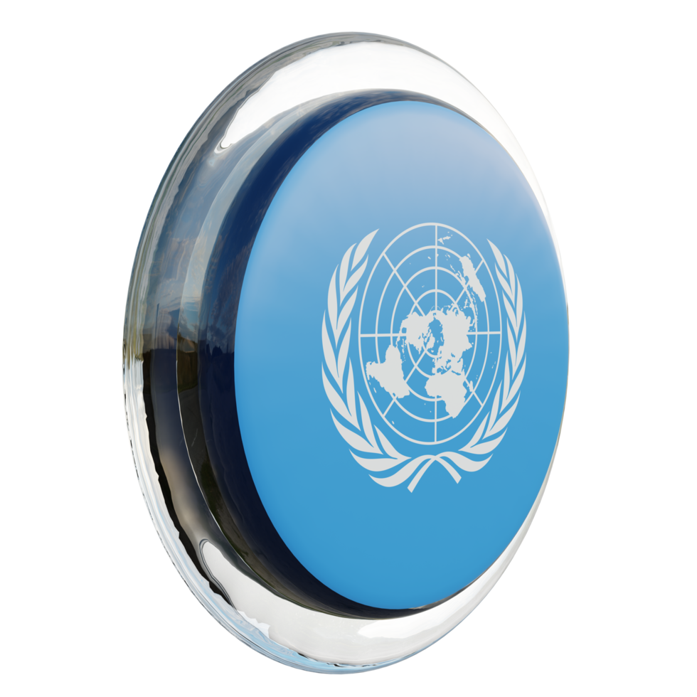 United Nations Left View 3d textured glossy circle flag png