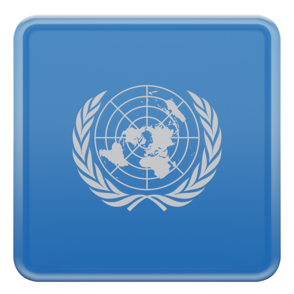 United Nations 3d textured glossy square flag png