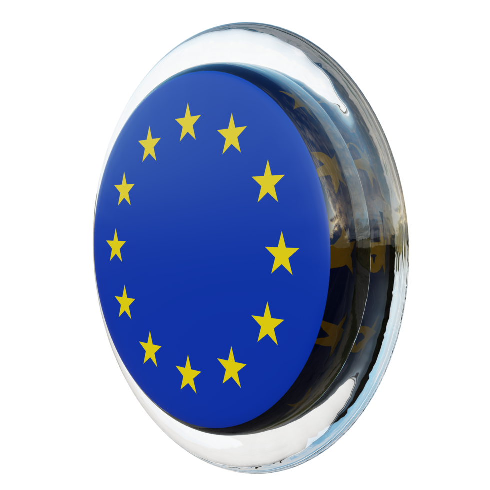 union européenne vue droite drapeau de cercle brillant texturé 3d png