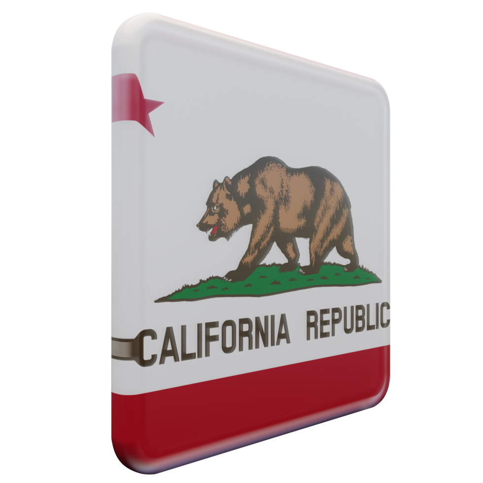 California Left View 3d textured glossy square flag png