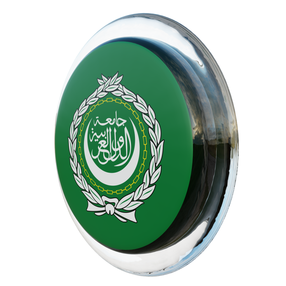 Arab League Right View 3d textured glossy circle flag png