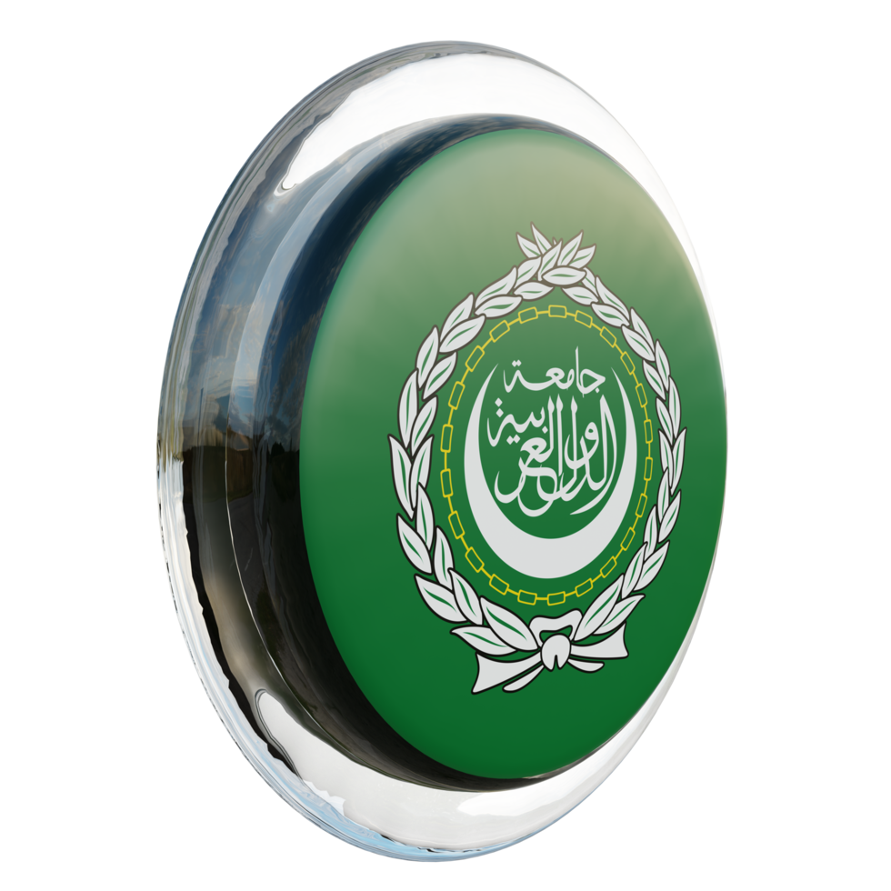 Arab League Left View 3d textured glossy circle flag png