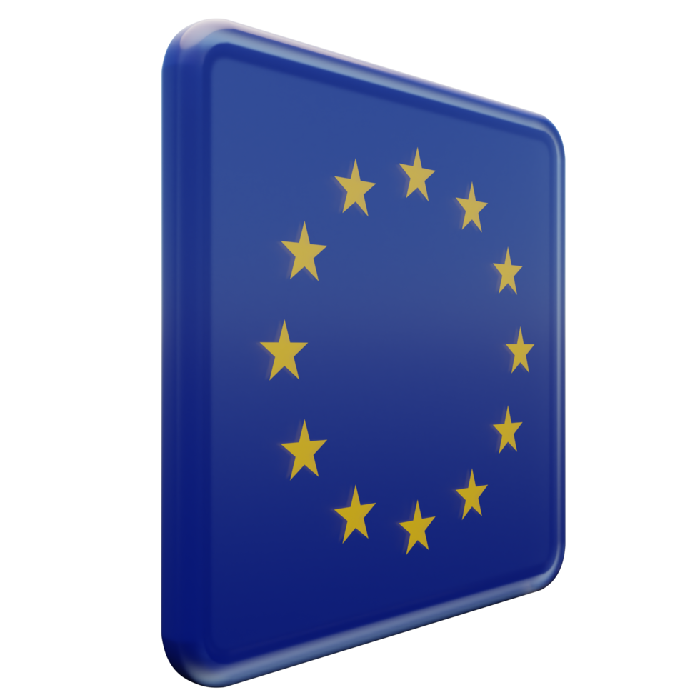 European Union Left View 3d textured glossy square flag png
