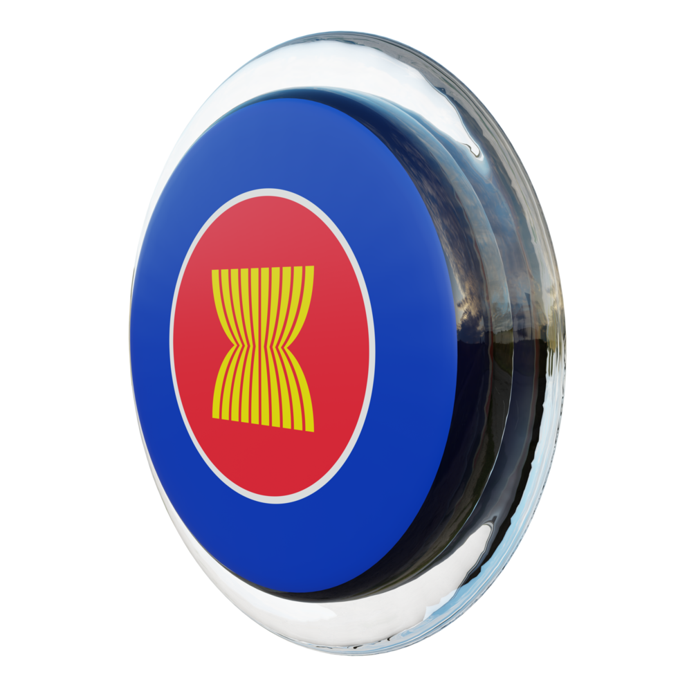 Association of Southeast Asian Nations Right View 3d textured glossy circle flag png