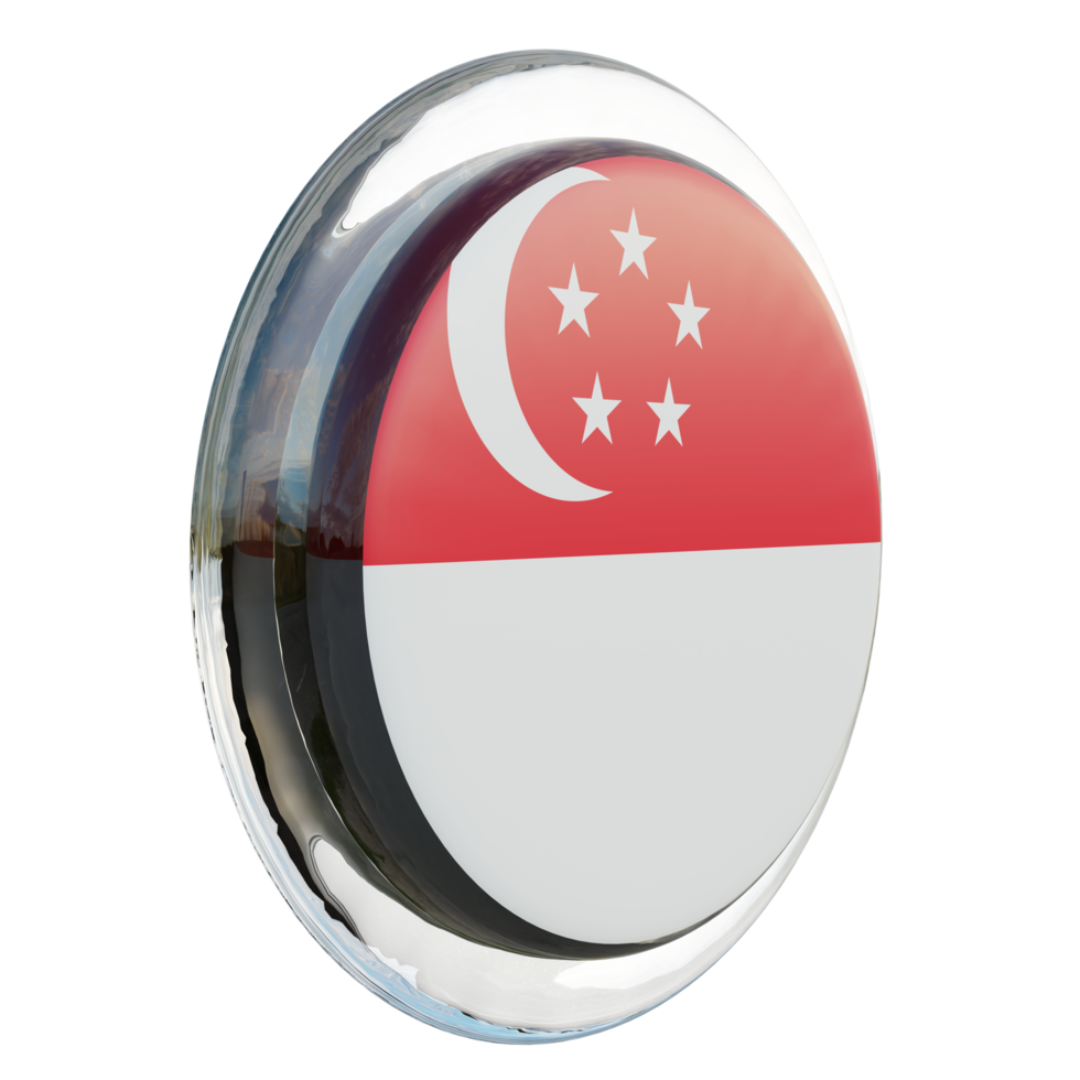 singapour vue gauche drapeau de cercle brillant texturé 3d png