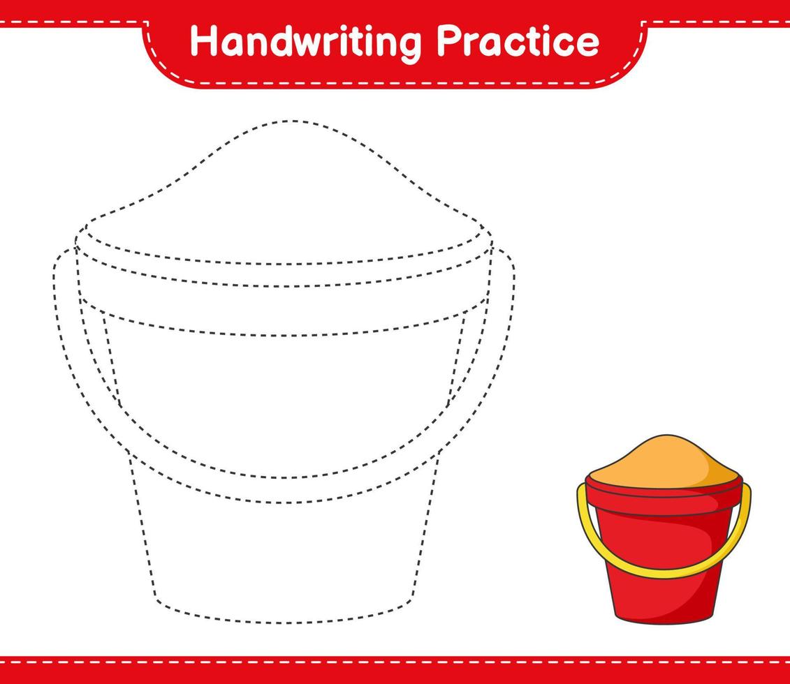 Handwriting practice. Tracing lines of Sand Bucket. Educational