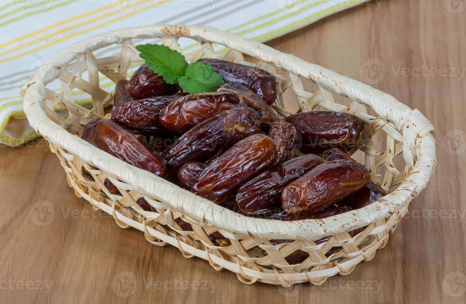 Dates fruit in a basket photo