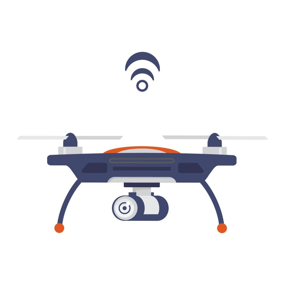 Drone With Camera With Wi Fi Icon Flat Vector Illustration. Isolated On White.