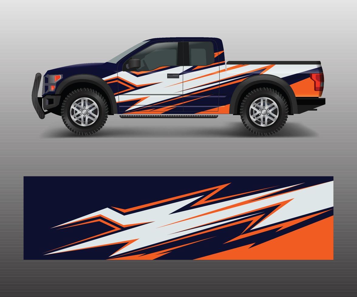 pickup truck graphic vector. abstract shape with grunge design for vehicle vinyl wrap vector