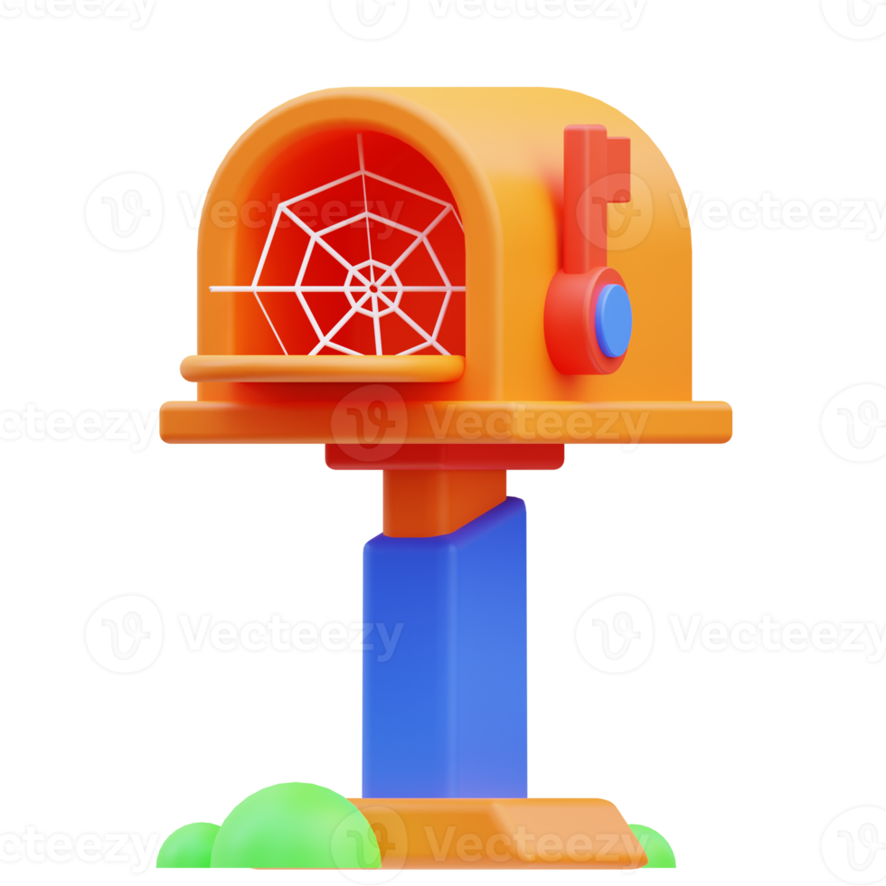 3d rendering of old mailbox cute icon illustration, empty state png