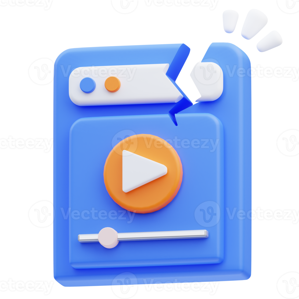 3d rendering of corrupt media cute icon illustration, empty state png