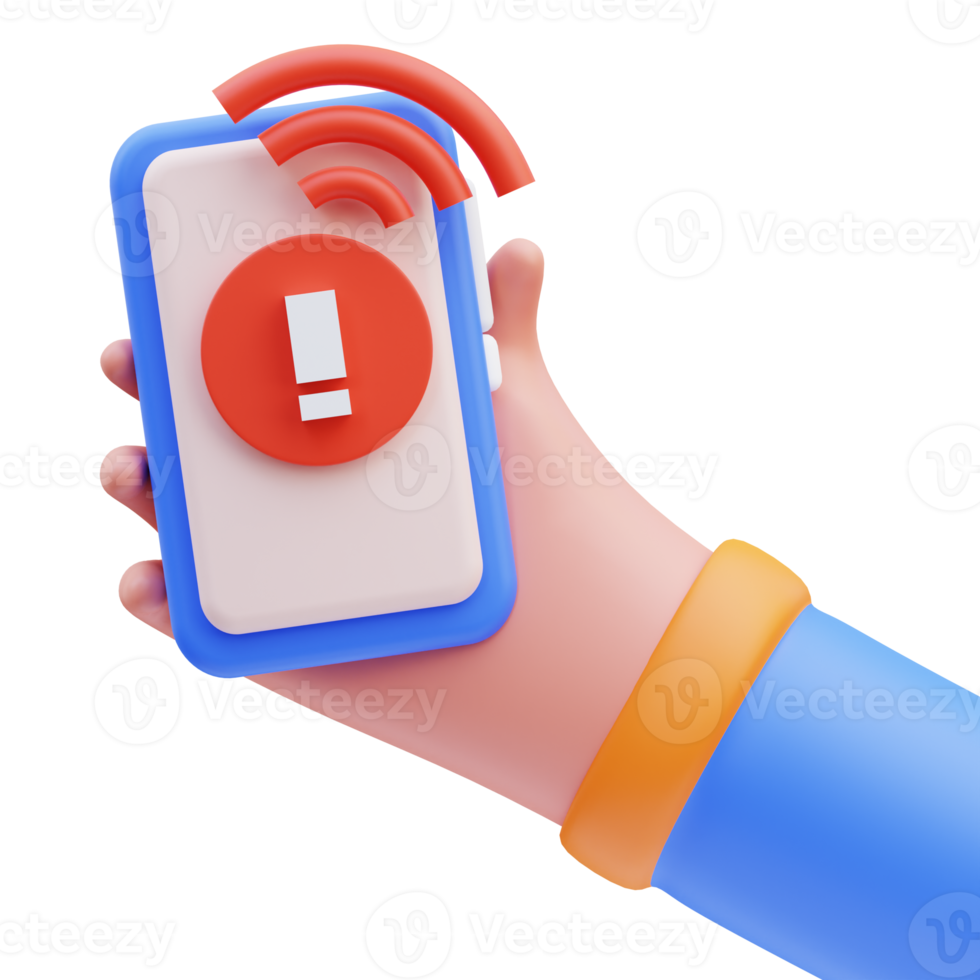 3d rendering of cute icon illustration hand holding mobile phone no