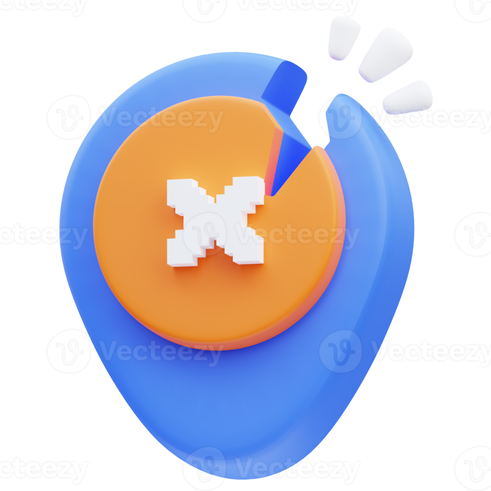 3d rendering of cute icon illustration location is not available , empty state png