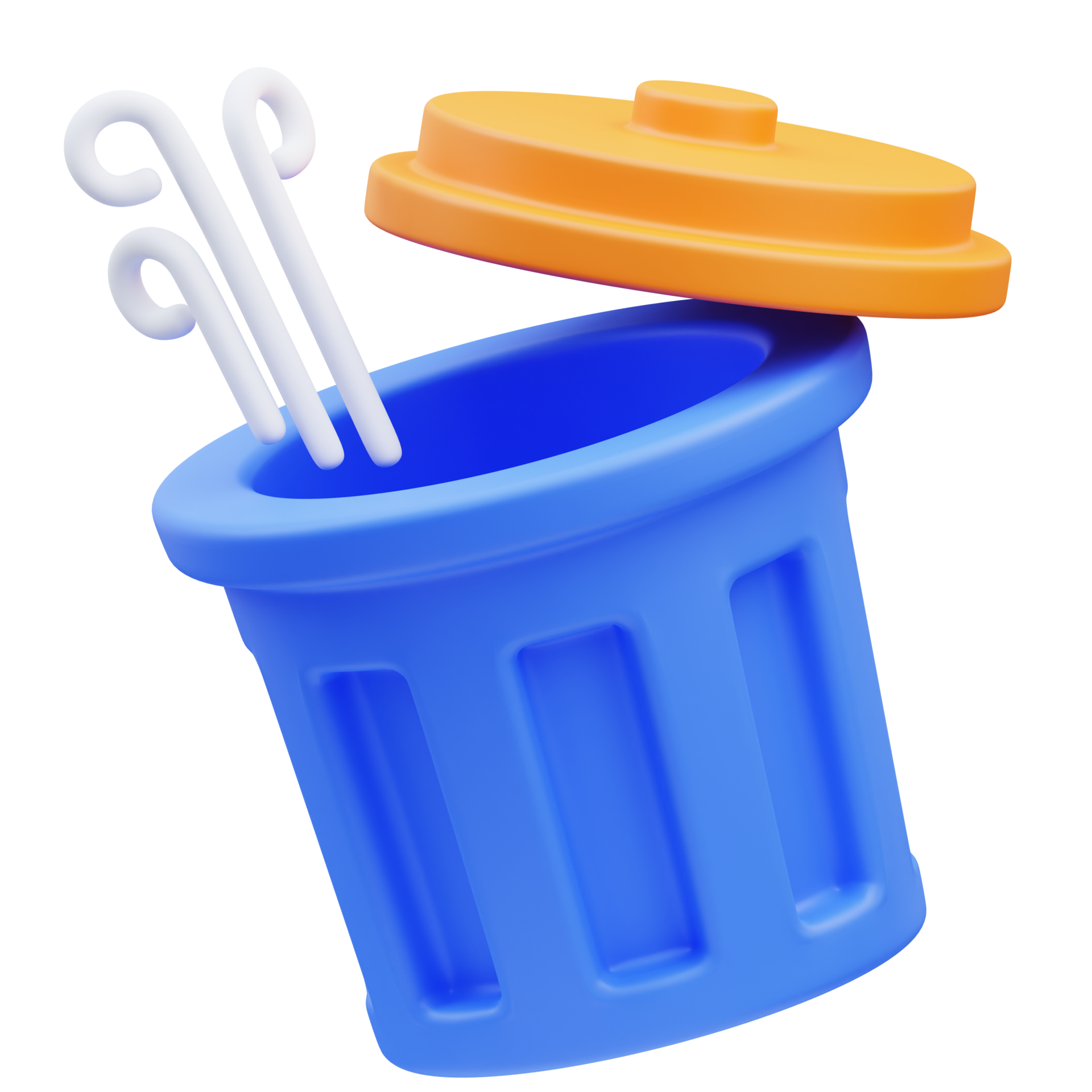 3d rendering of cute icon illustration empty open trash can, empty