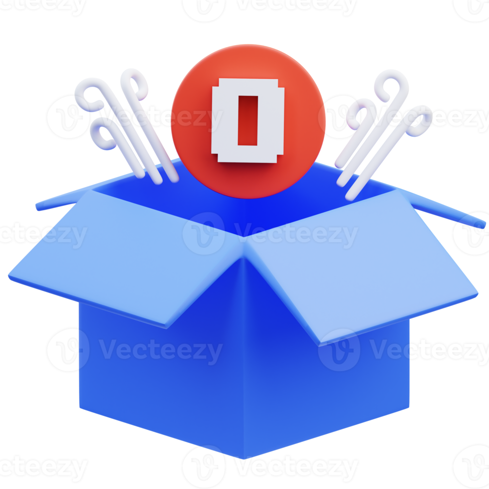 3d rendering of empty cardboard box cute icon illustration, empty state png