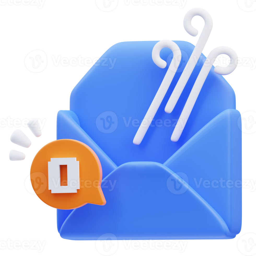 3d empty email cute icon illustration rendering, empty state png