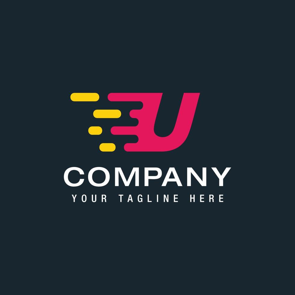 Letter U with Fast logo, Speed, Moving and Quick, Digital and Technology for your Corporate identity vector