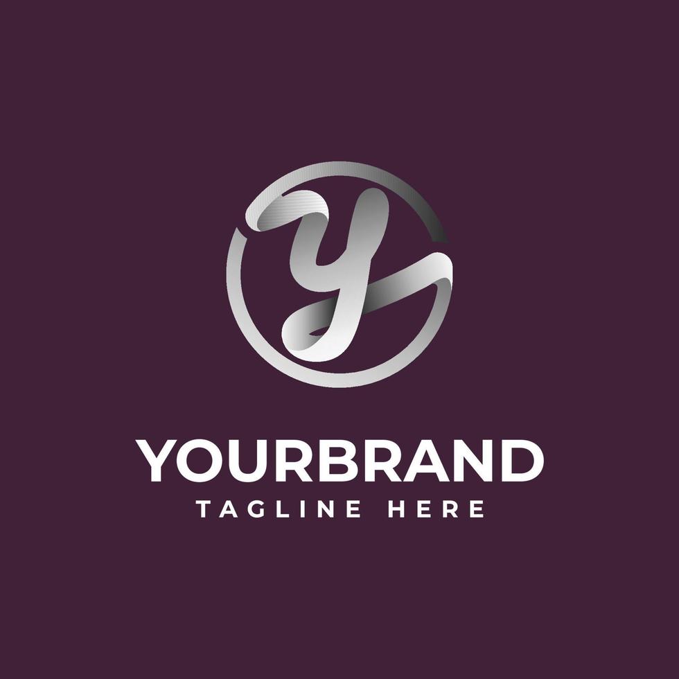 Y letter design. Silver Logo Design with Circle. Modern and Unique Logo Design vector