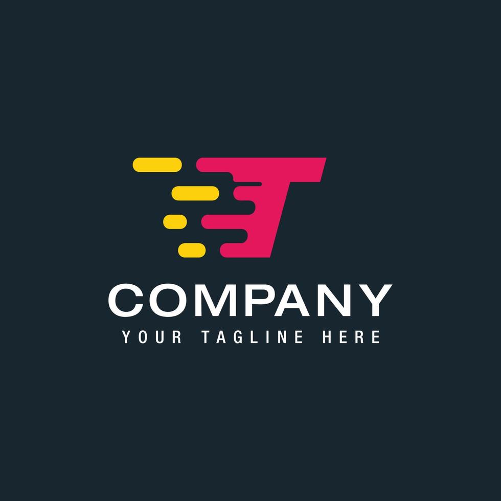 Letter T with Delivery service logo, Fast Speed, Moving and Quick, Digital and Technology for your Corporate identity vector