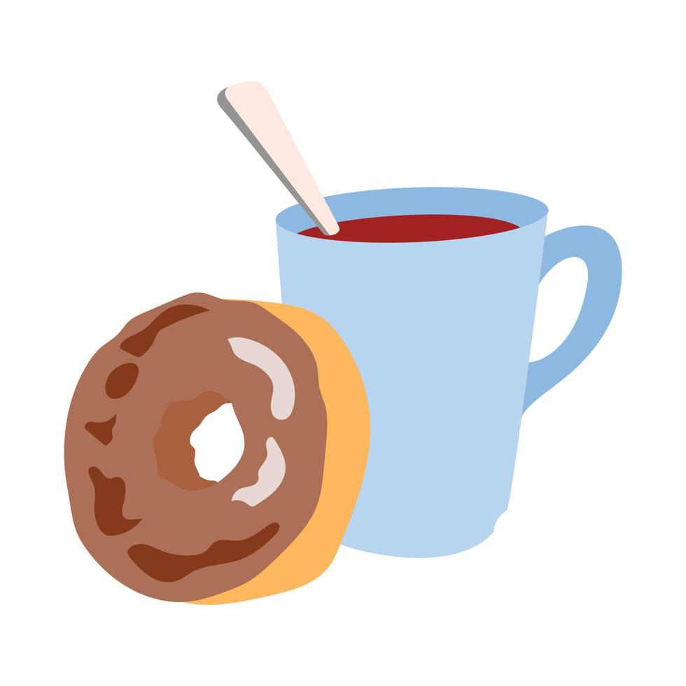 ilustración vectorial de una taza de café de estilo moderno plano y una ilustración de diseño de donuts vector