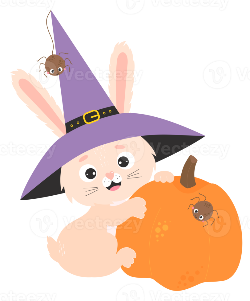 sticker Halloween bunny with pumpkin png