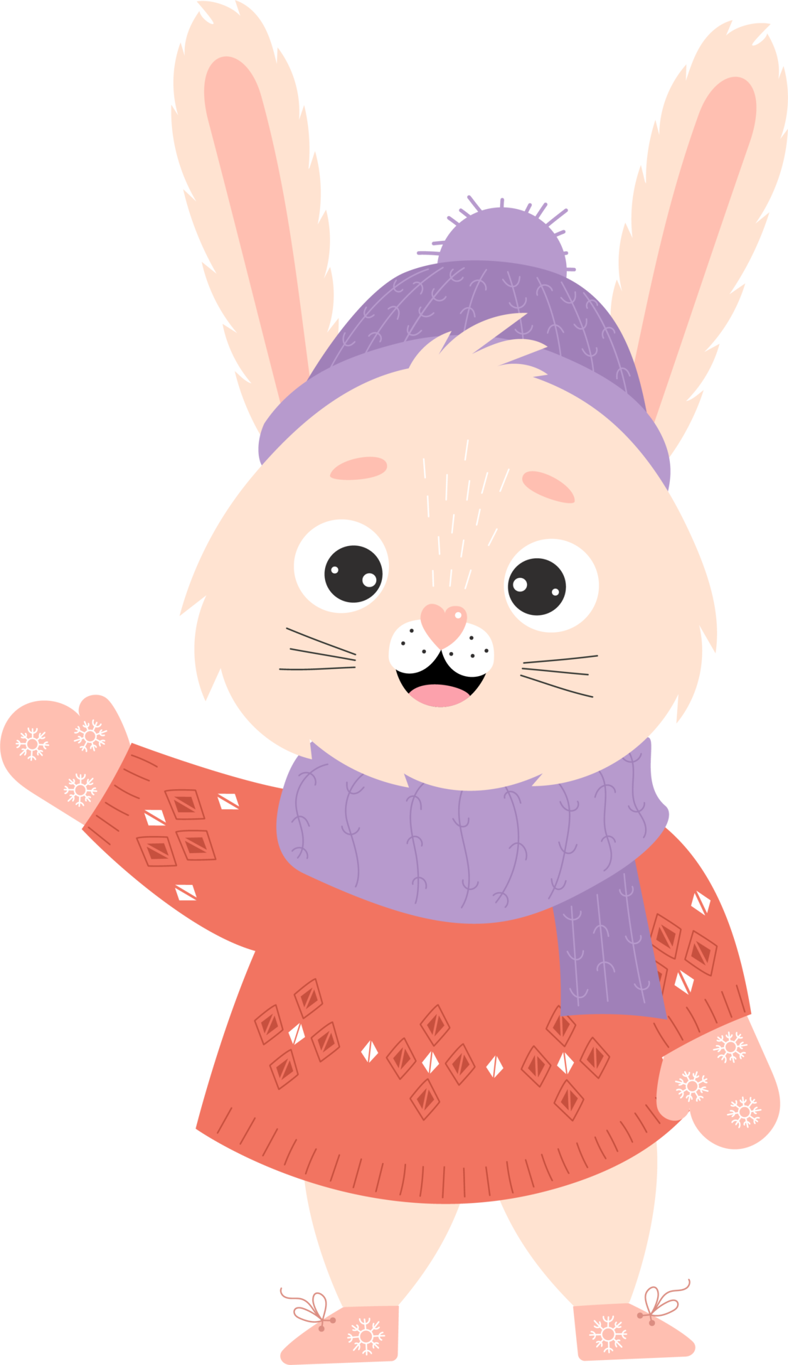 Free Cute Winter cartoon rabbit. New Year 2023. Year of the Rabbit.  10879280 PNG with Transparent Background