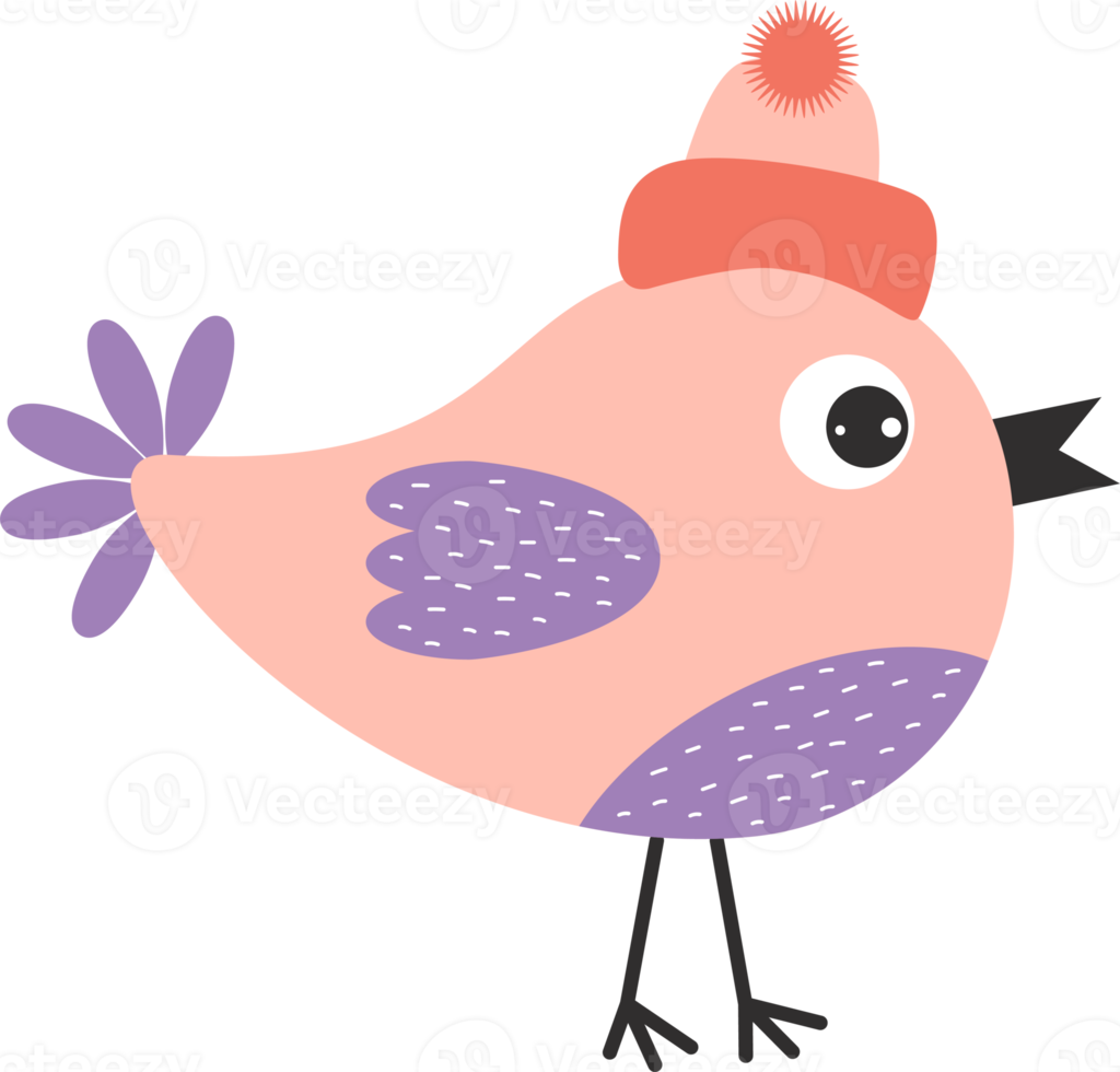 vinter- söt fågel i stickat hatt png