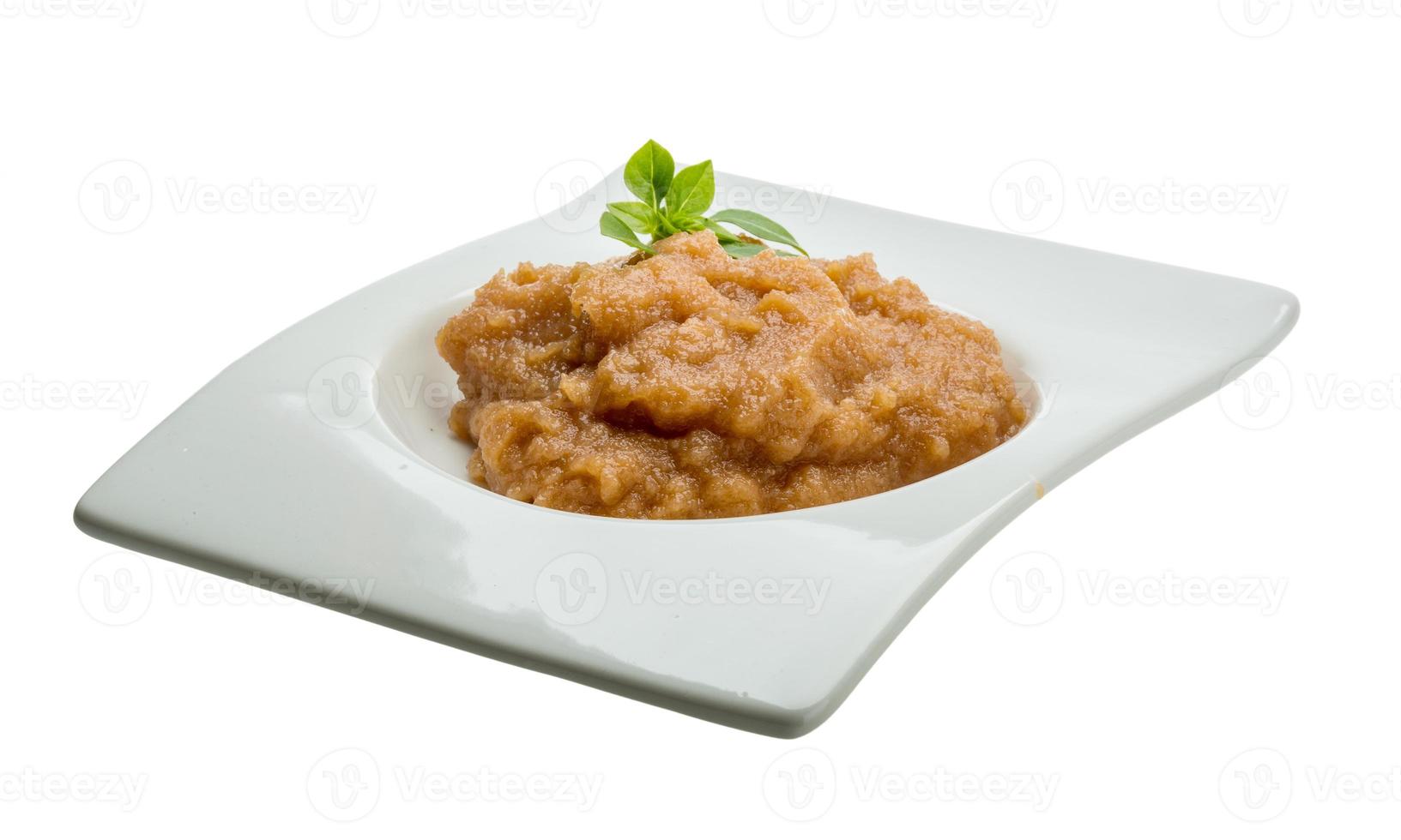 Pollock roe in a bowl on white background photo