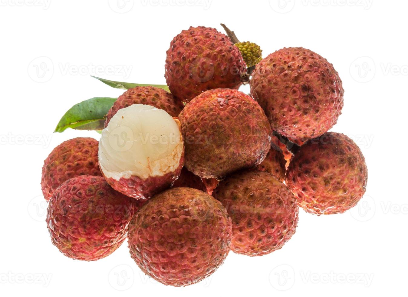 Asian fruit lychee on white background photo