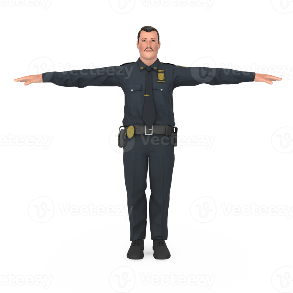 oficial de policía hombre modelado 3d png