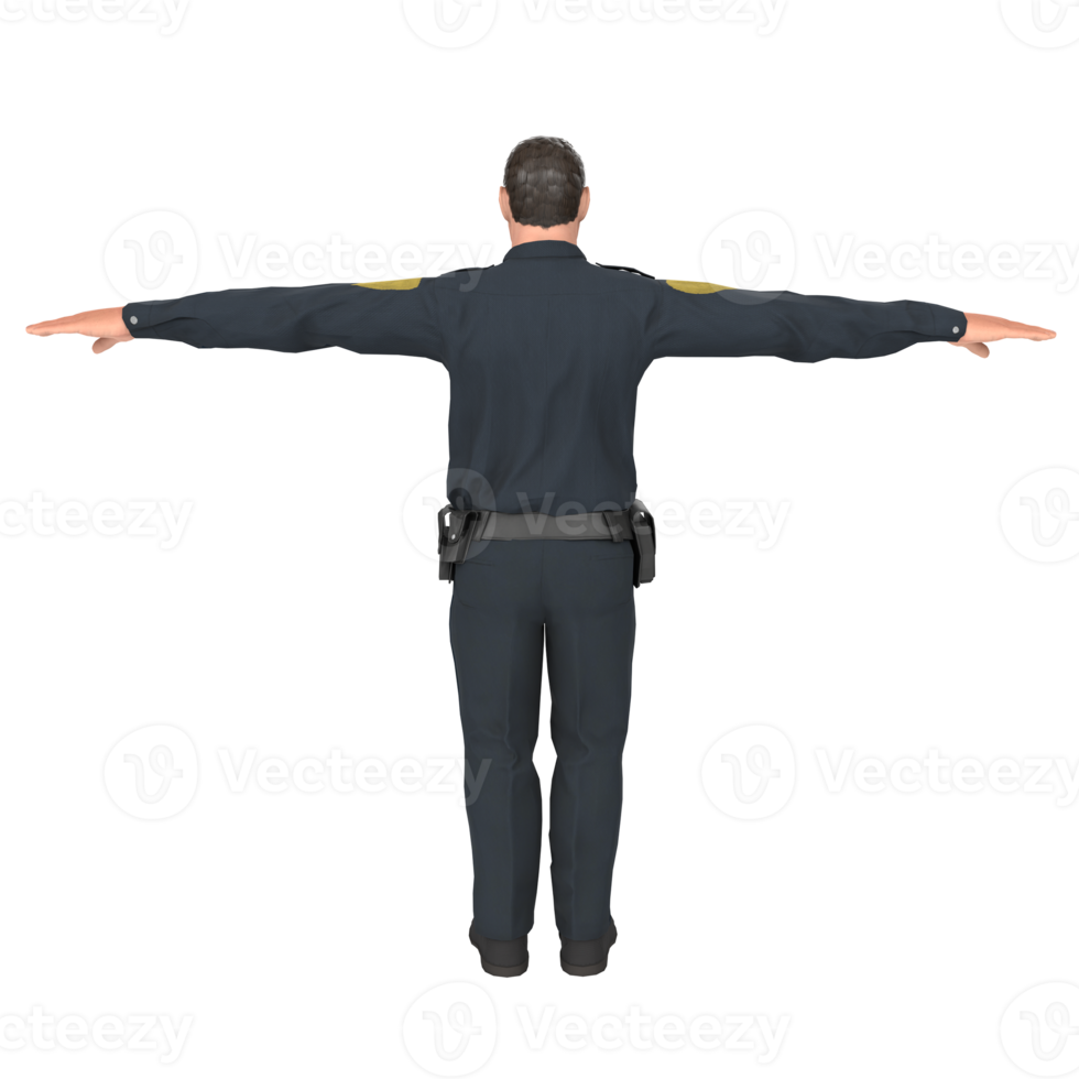 policier homme modélisation 3d png