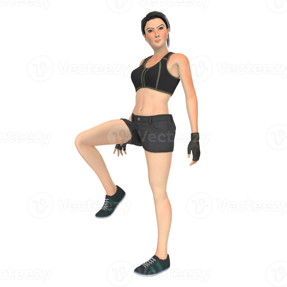 fitness donna 3d modellazione png