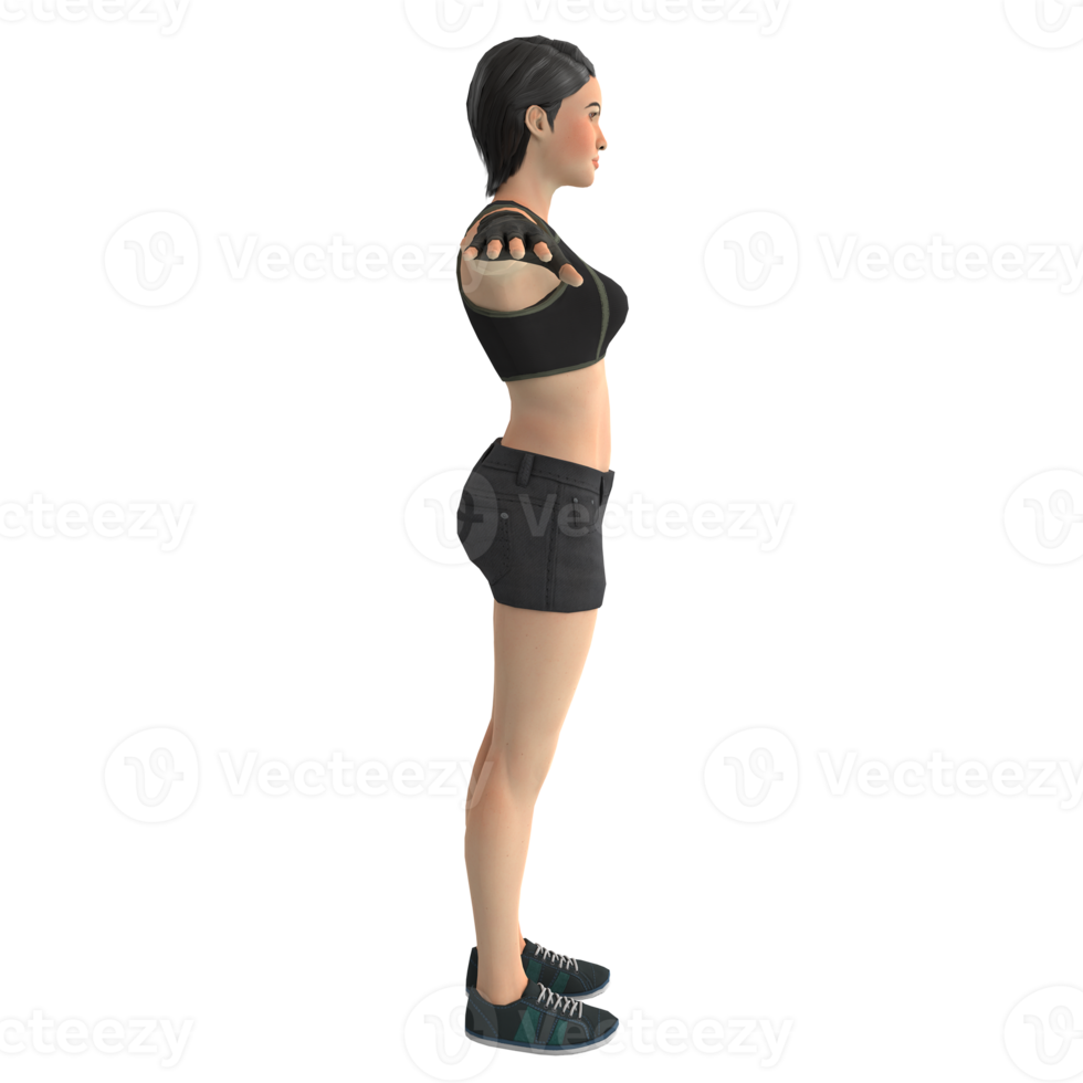 fitness donna 3d modellazione png