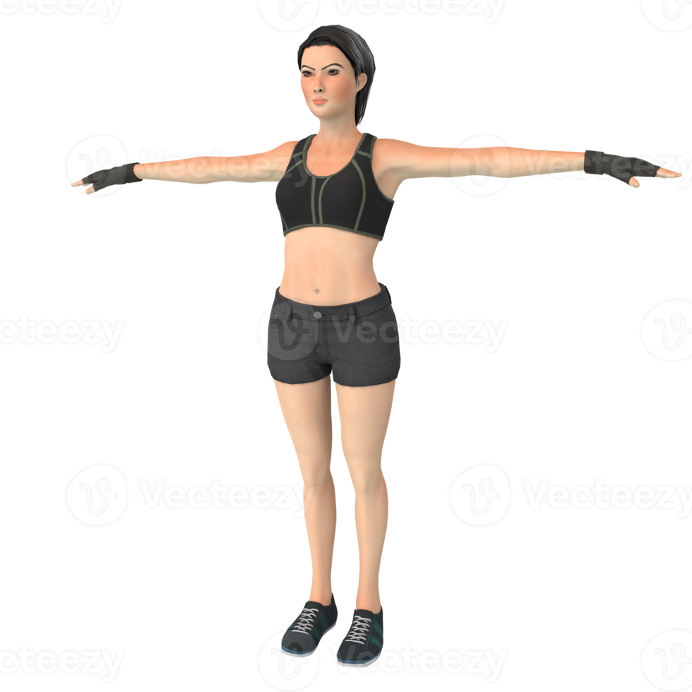 fitness femme modélisation 3d png