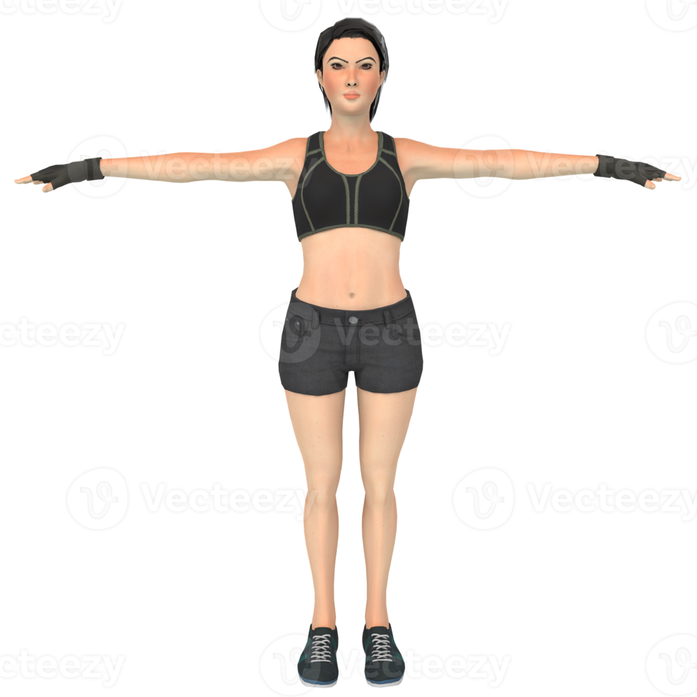 fitness donna 3d modellazione png