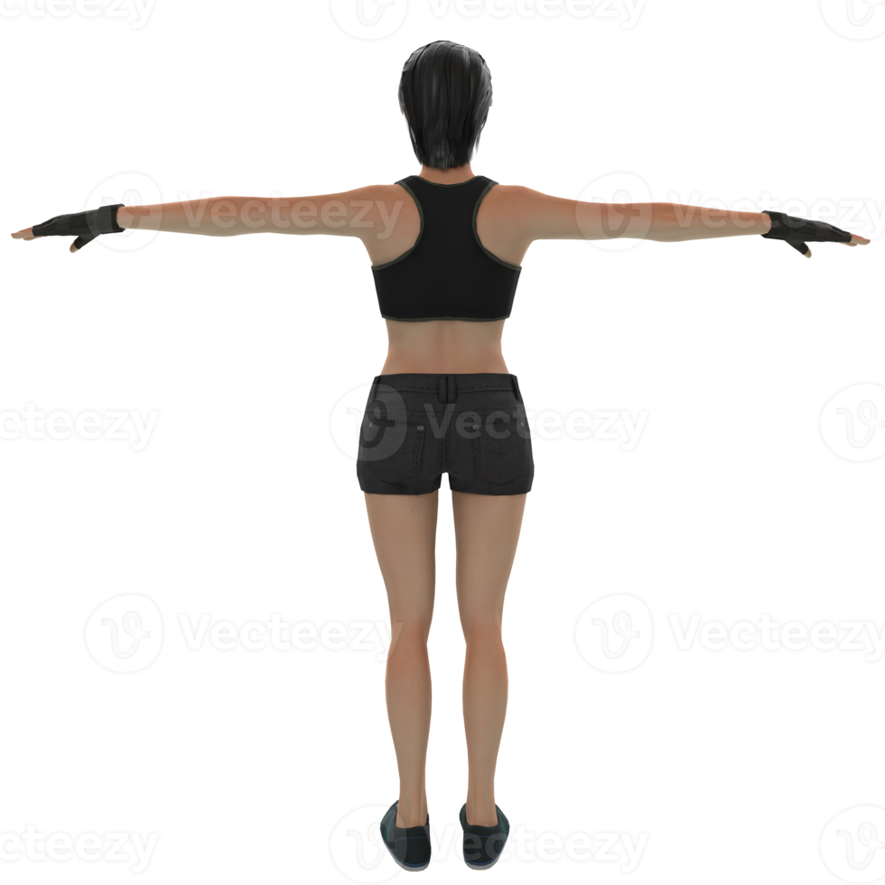 fitness donna 3d modellazione png