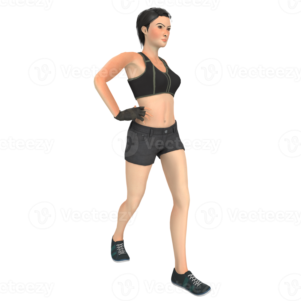 fitness femme modélisation 3d png