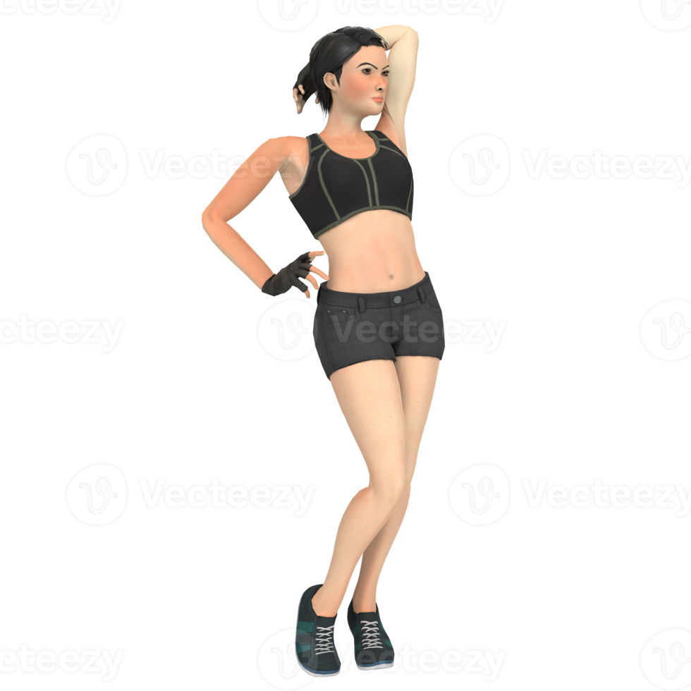 fitness donna 3d modellazione png