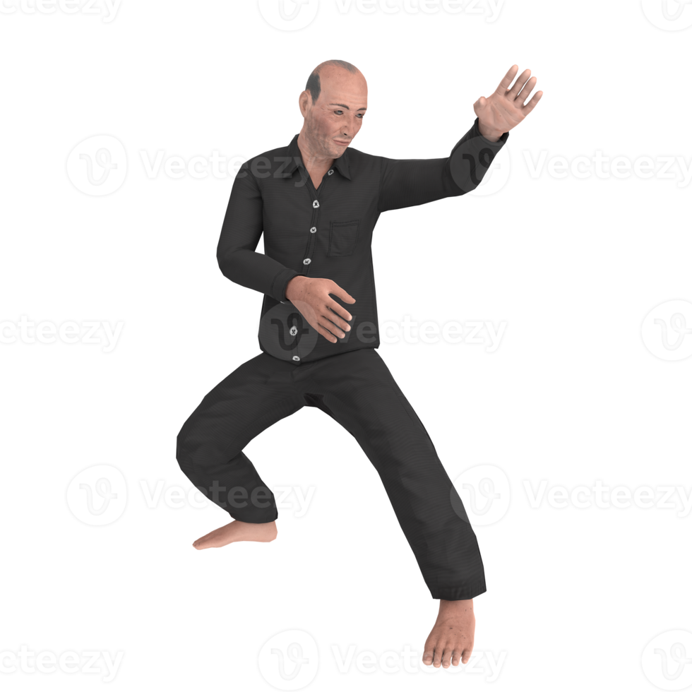 kung fu Mens 3d modellering png