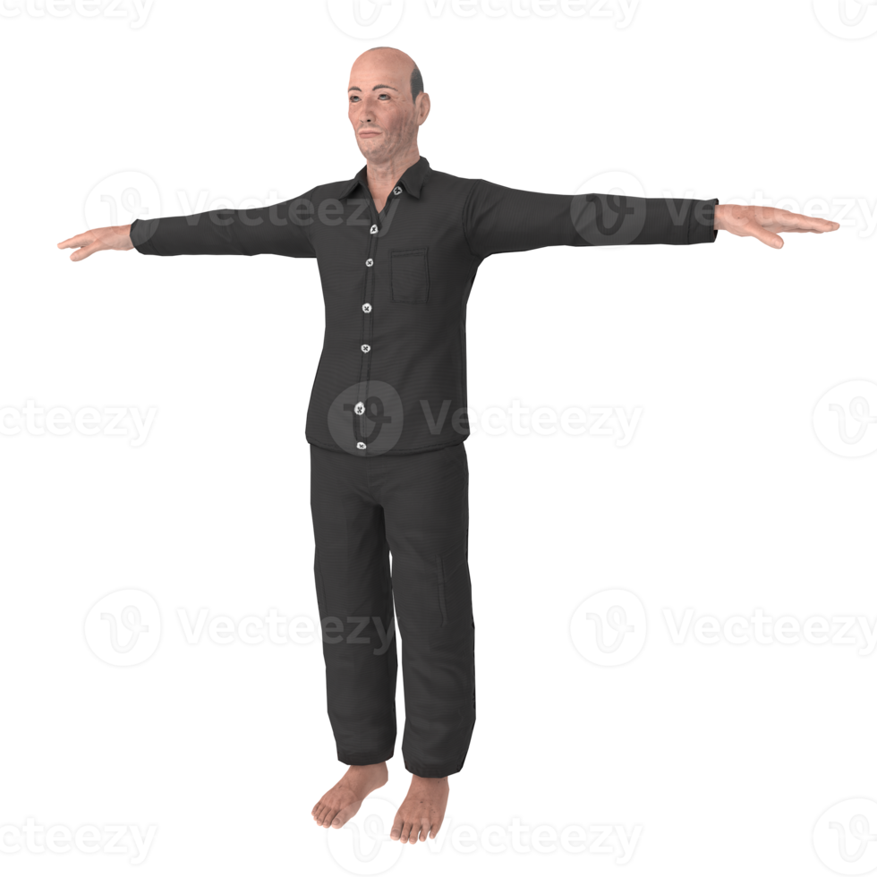 kung fu man 3d modellering png