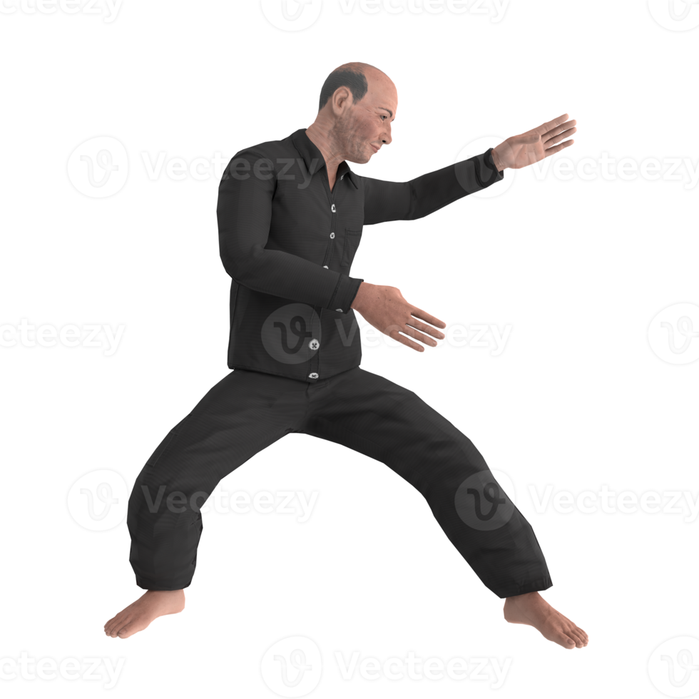 Kung fu man 3d modelling png