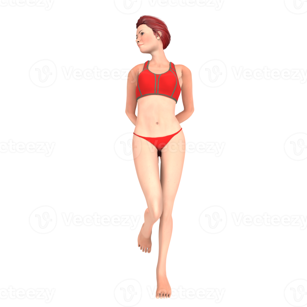 Red bikini girl 3d illustration png