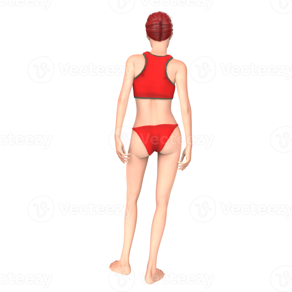 Red bikini girl 3d illustration png